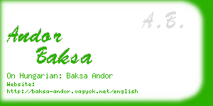 andor baksa business card